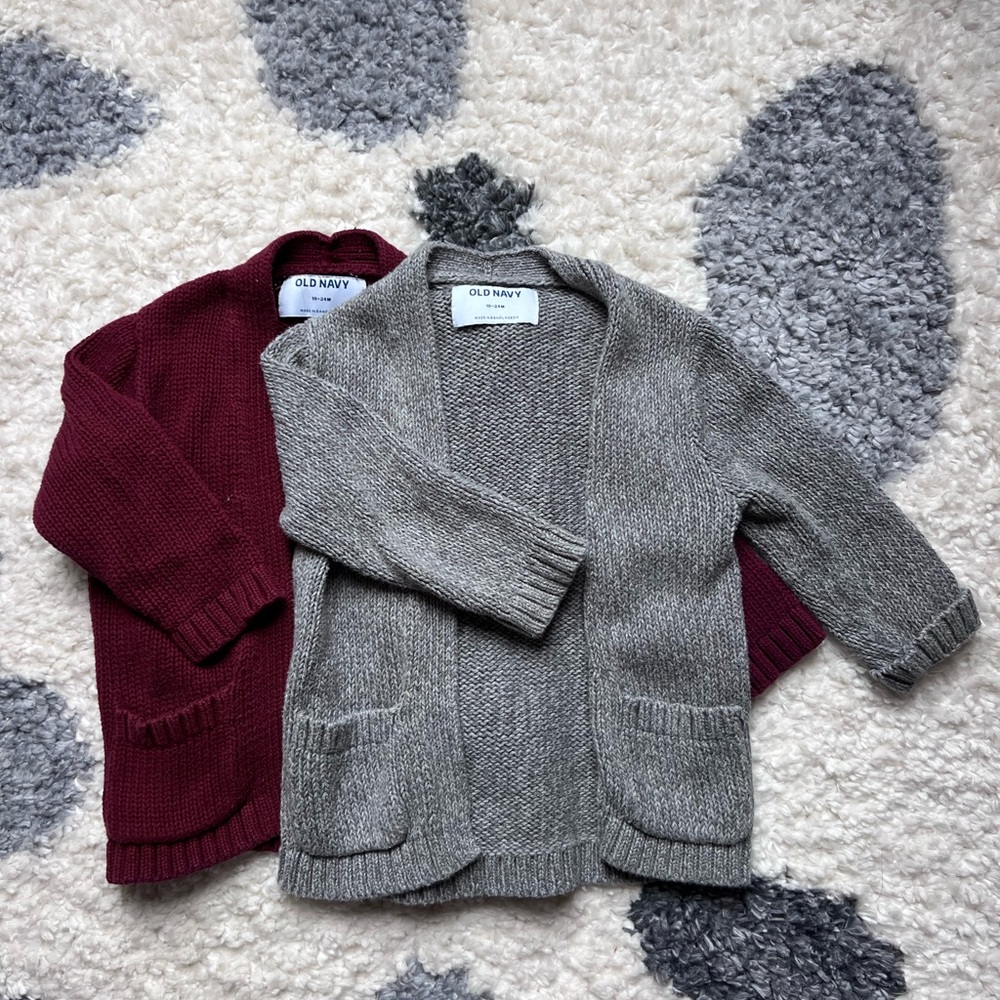 Old Navy Kids Cardigan Set - Gray and Red